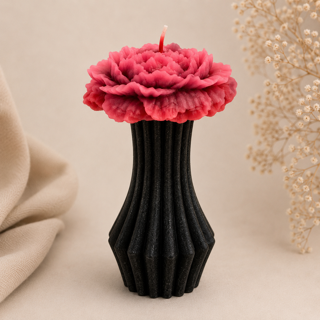 Scented Flower Vase Candle – Original French Rose
