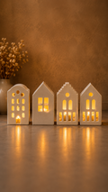 Handcrafted House Tealight Holder Set of 4 – Jesmonite Home Décor