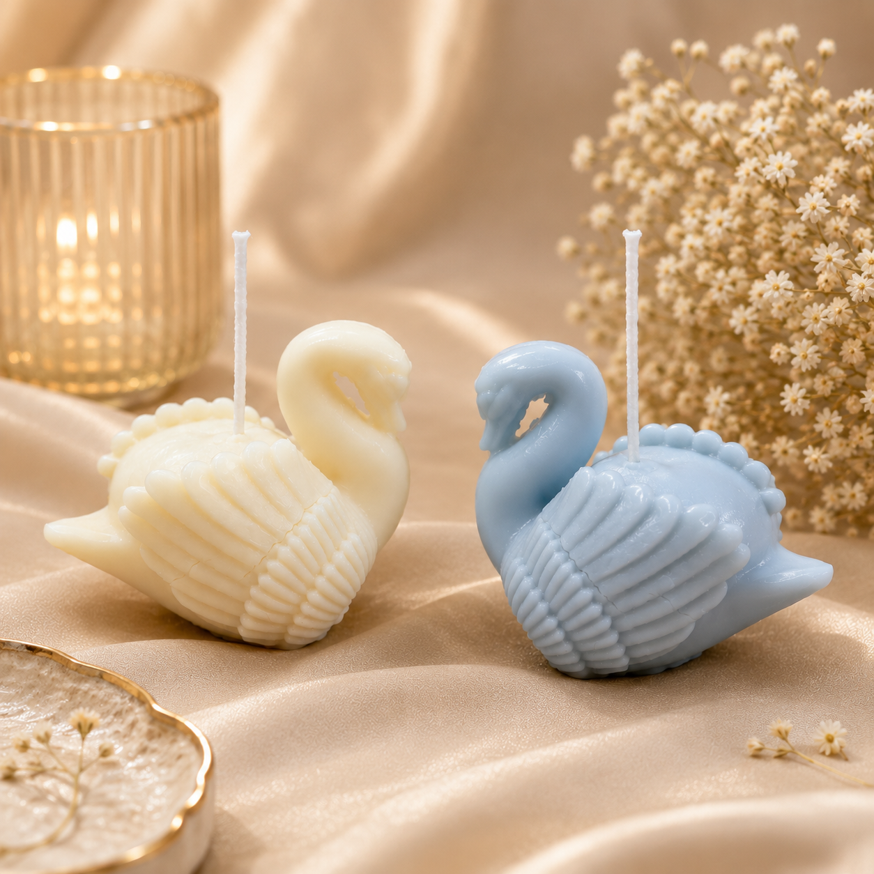 Lumora Eternal Pair – Swan Candle Set (Pack of 2)