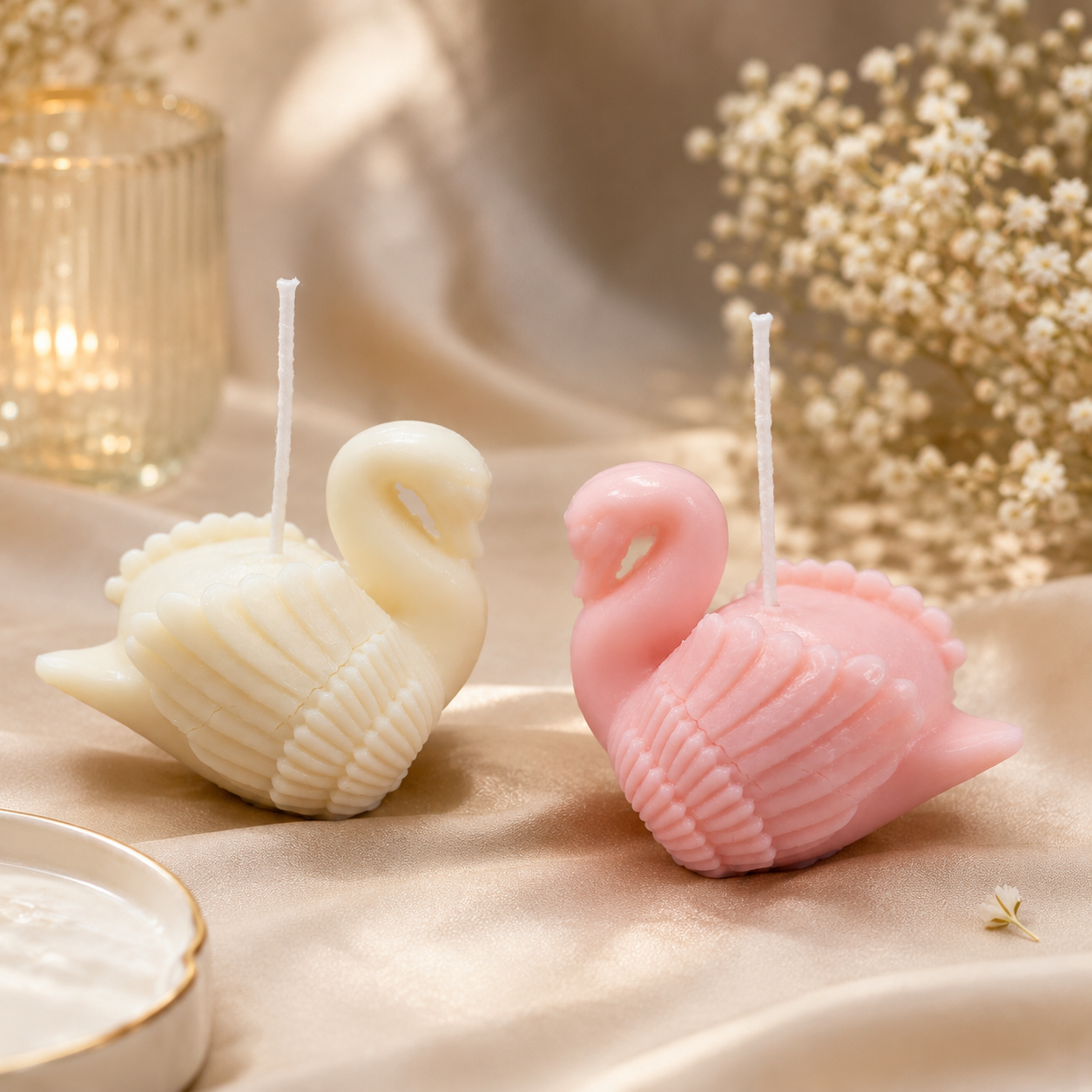 Lumora Eternal Pair – Swan Candle Set (Pack of 2)
