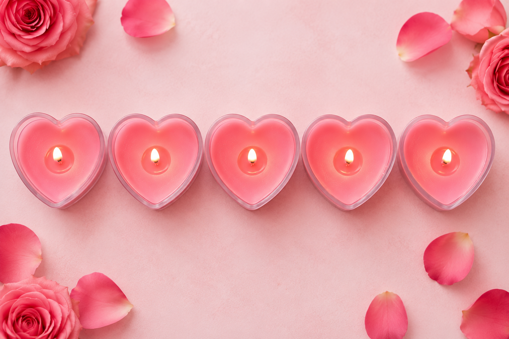 🌹 Lumora Rose Bliss Heart Tea Lights