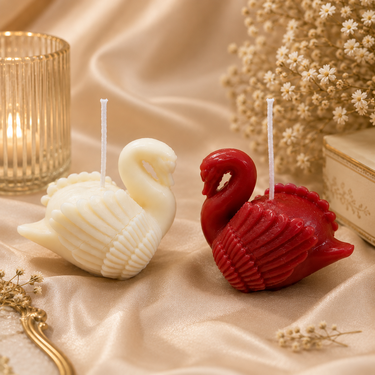 Lumora Eternal Pair – Swan Candle Set (Pack of 2)
