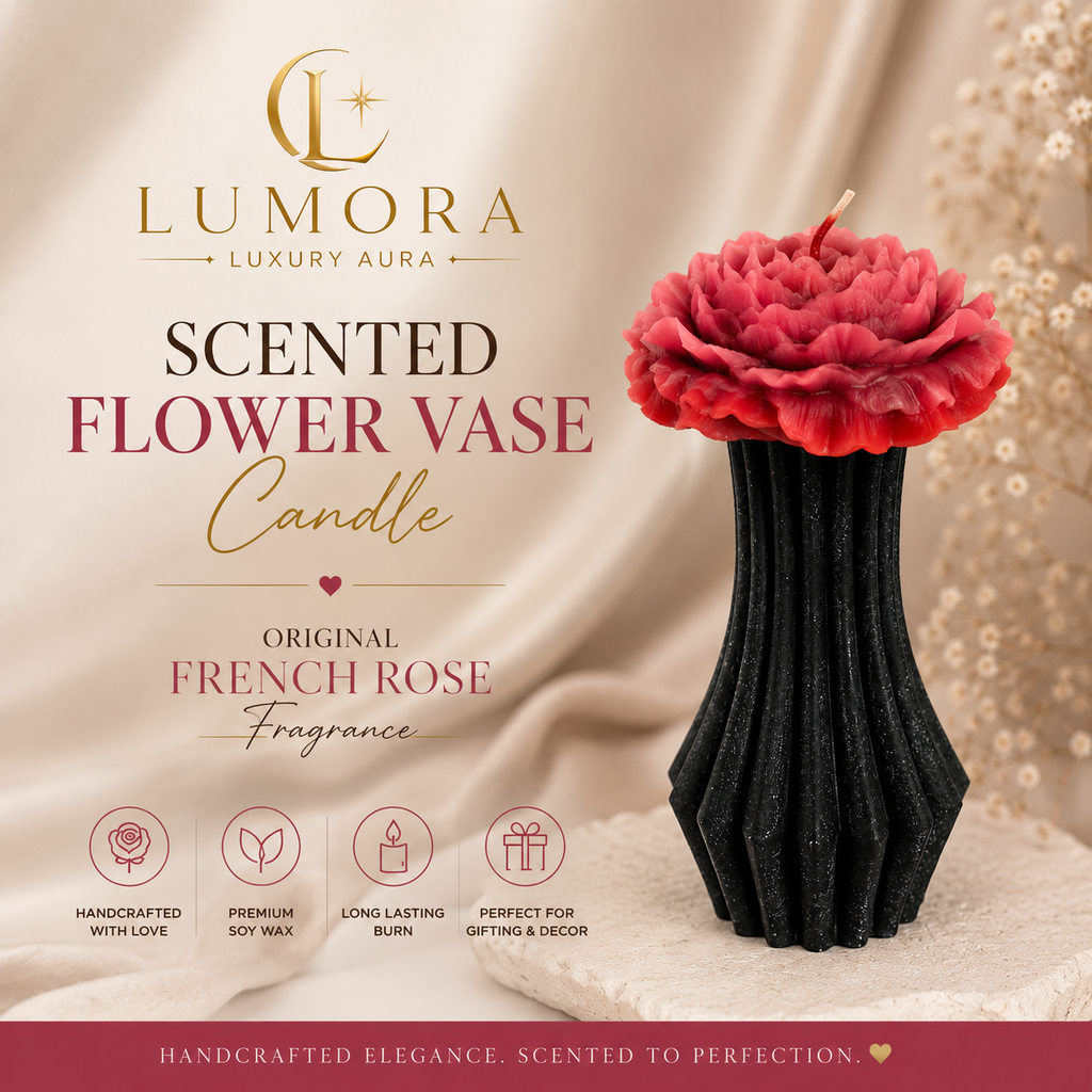 Scented Flower Vase Candle – Original French Rose
