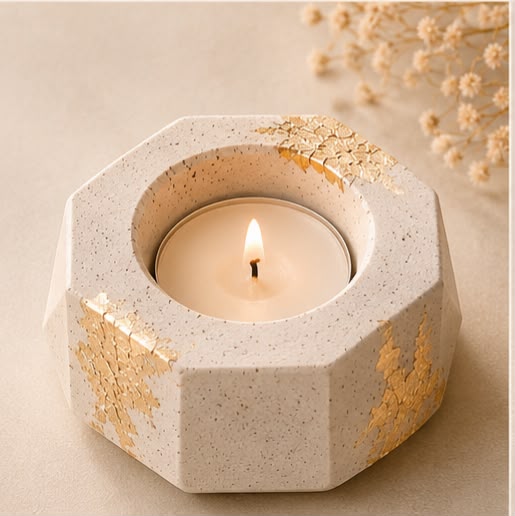Lumora Geometric Candle Holder | Heart, Hexagon & Octagon | Gold Leaf Collection