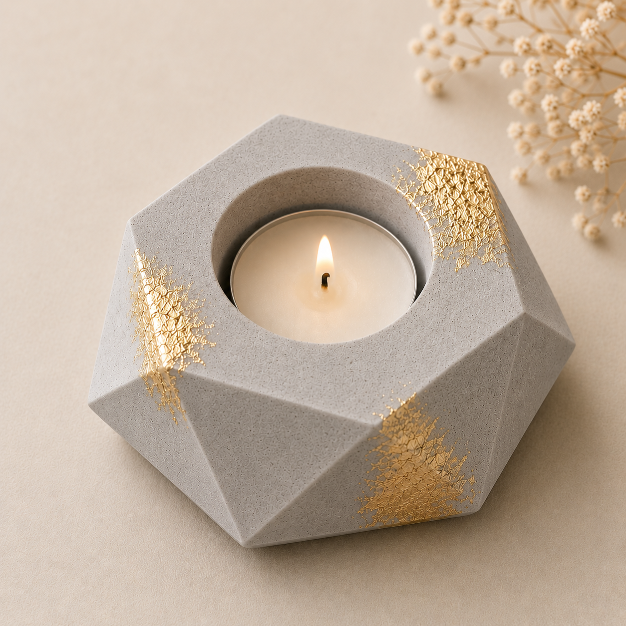 Lumora Geometric Candle Holder | Heart, Hexagon & Octagon | Gold Leaf Collection