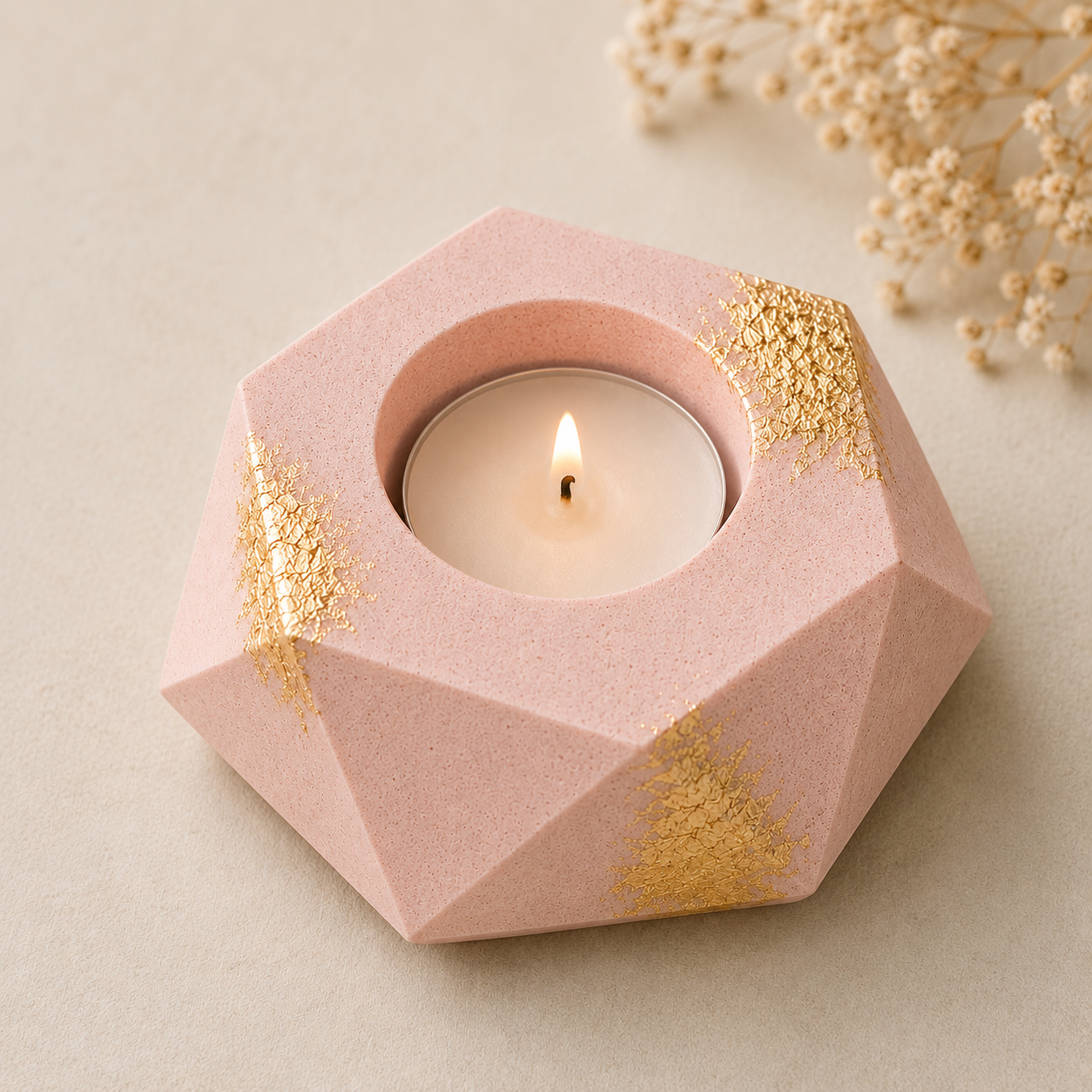 Lumora Geometric Candle Holder | Heart, Hexagon & Octagon | Gold Leaf Collection