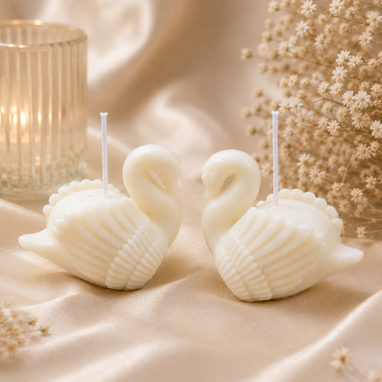 Lumora Eternal Pair – Swan Candle Set (Pack of 2)
