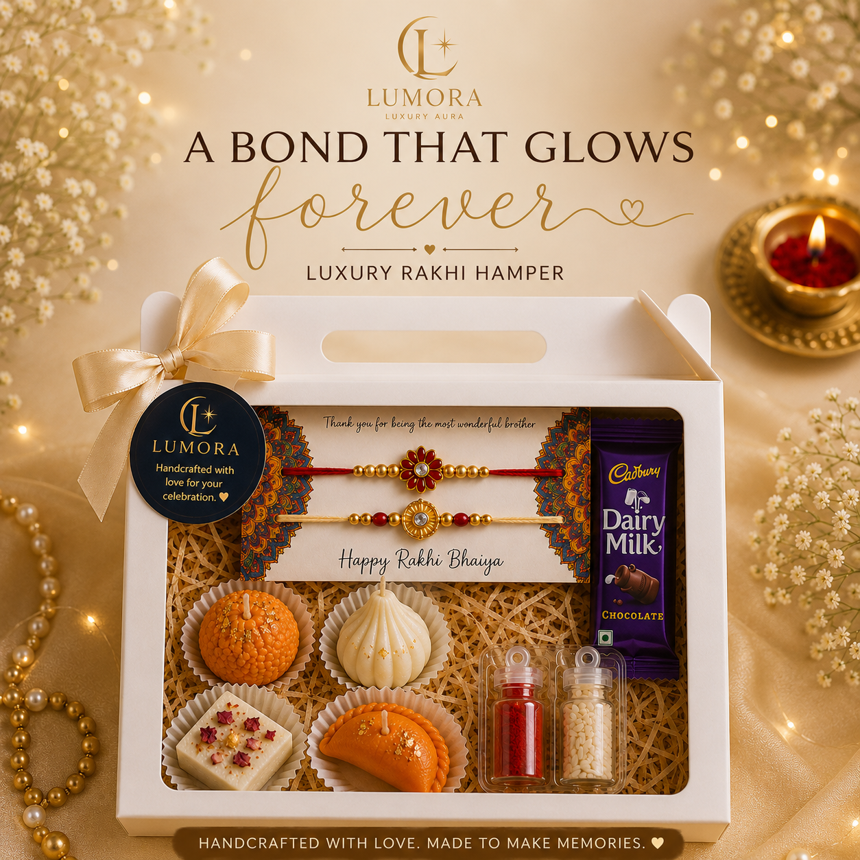 Lumora Rakhi Royale Hamper | Luxury Handcrafted Raksha Bandhan Gift Box