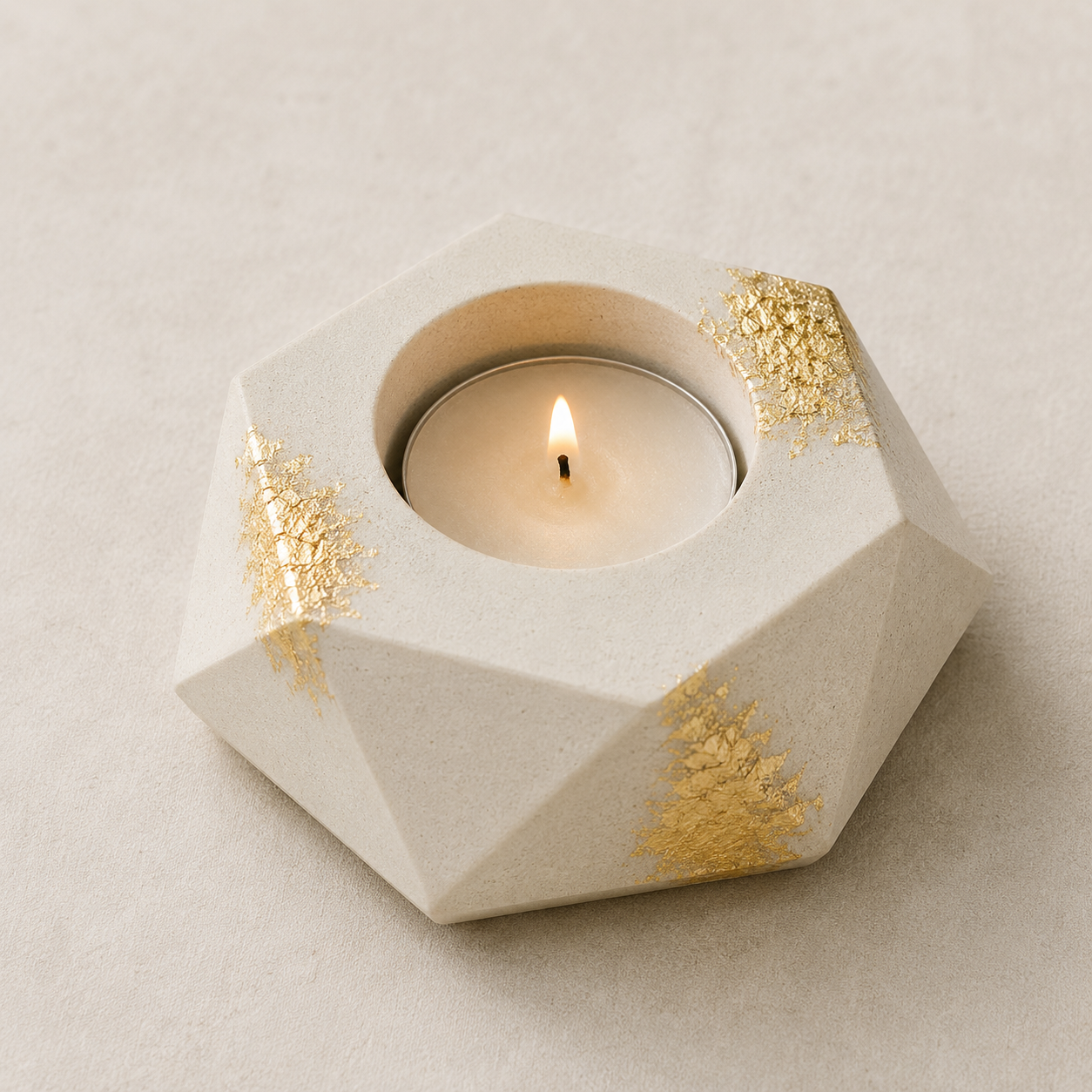 Lumora Geometric Candle Holder | Heart, Hexagon & Octagon | Gold Leaf Collection
