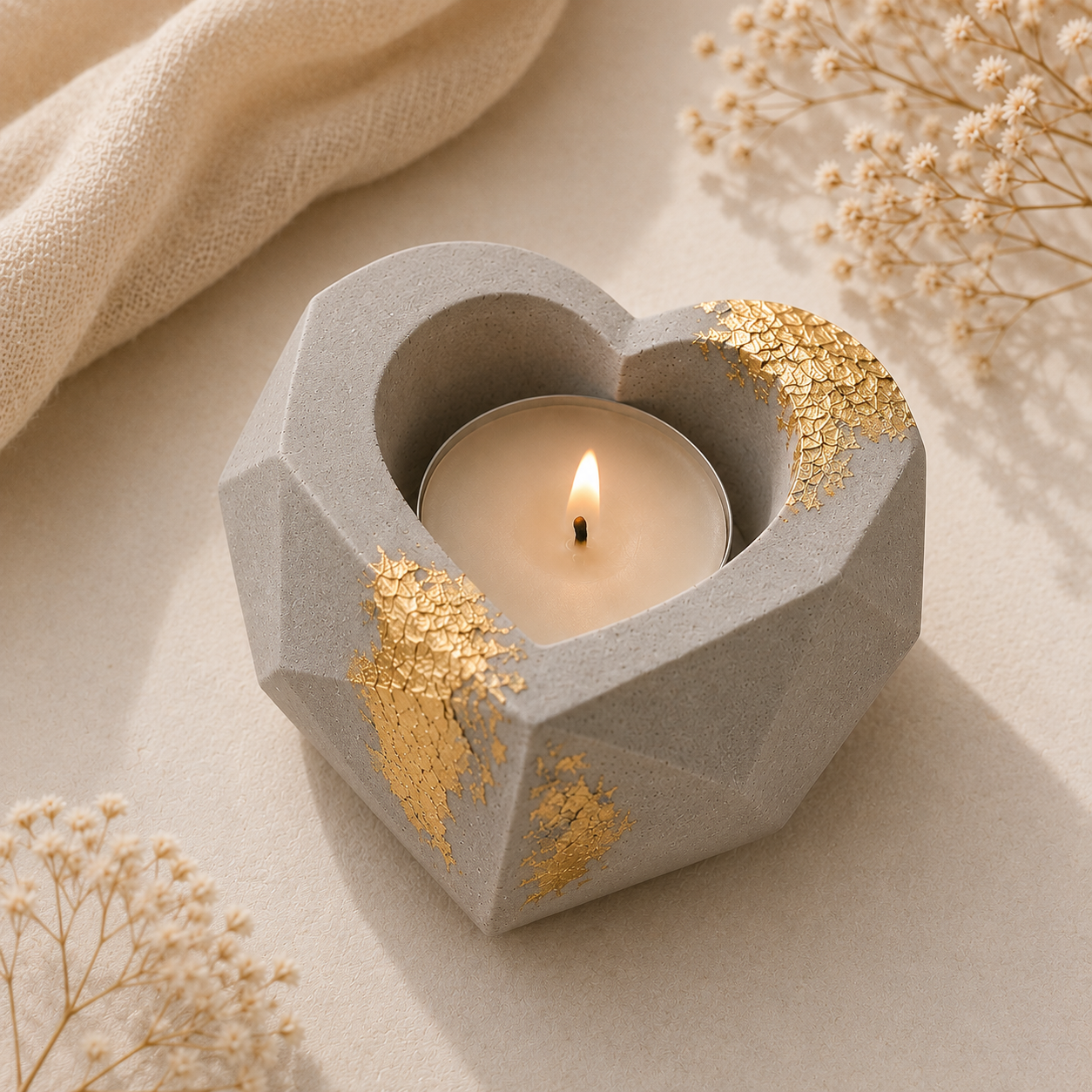 Lumora Geometric Candle Holder | Heart, Hexagon & Octagon | Gold Leaf Collection