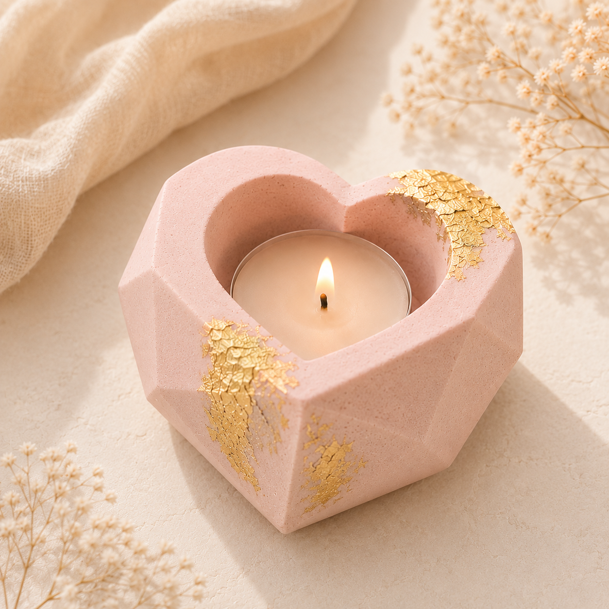 Lumora Geometric Candle Holder | Heart, Hexagon & Octagon | Gold Leaf Collection
