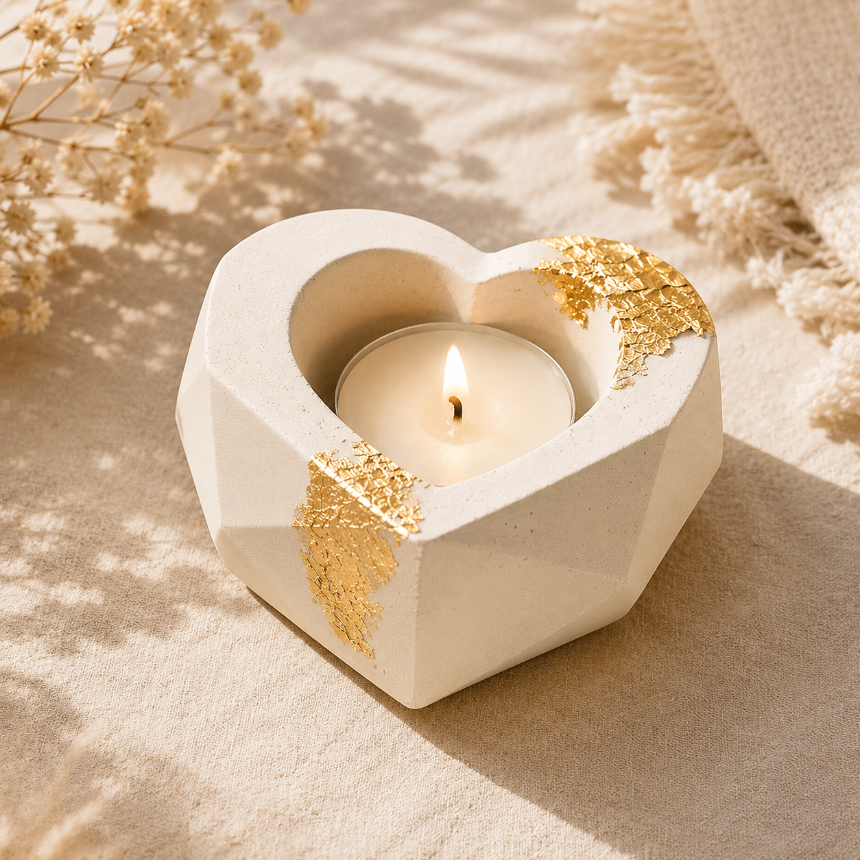 Lumora Geometric Candle Holder | Heart, Hexagon & Octagon | Gold Leaf Collection