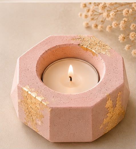 Lumora Geometric Candle Holder | Heart, Hexagon & Octagon | Gold Leaf Collection