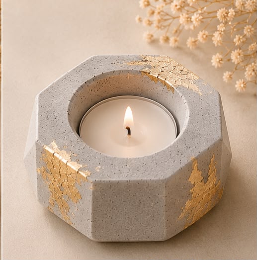 Lumora Geometric Candle Holder | Heart, Hexagon & Octagon | Gold Leaf Collection