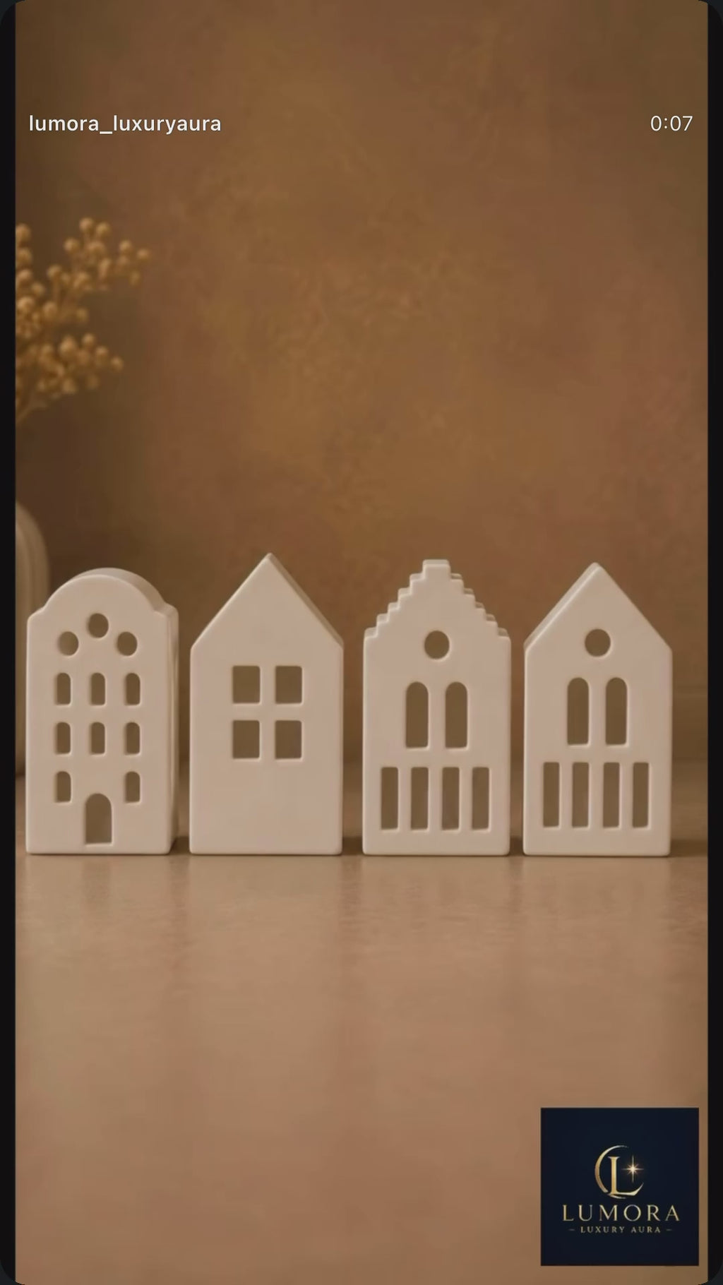 Handcrafted House Tealight Holder Set of 4 – Jesmonite Home Décor